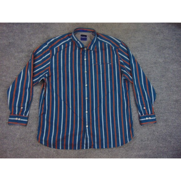 Tommy Bahama Shirt Mens 2XL Blue White Red Stripe - Picture 2 of 8